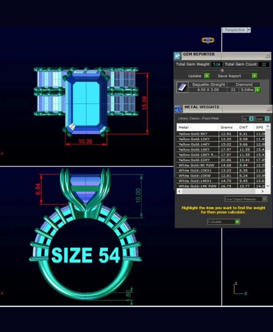 CAD vizualizace designu zakázkového prstenu